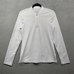 Sofibella Womens White Long Sleeve 1/2 Zip Pullover Stretch Sweater Size S